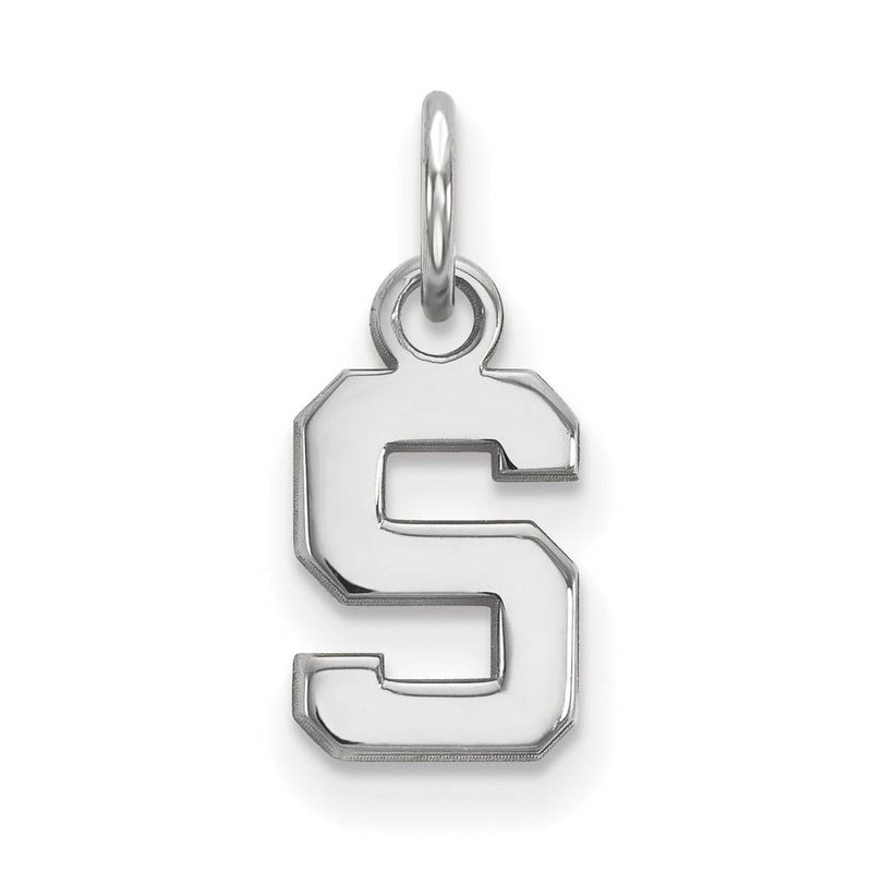10k White Gold Michigan State Xs (Tiny) Initial S Charm Or Pendant